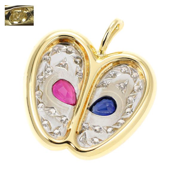 ミキモト K18YG/ K14WG ルビー/サファイア ダイヤモンド ペンダント  