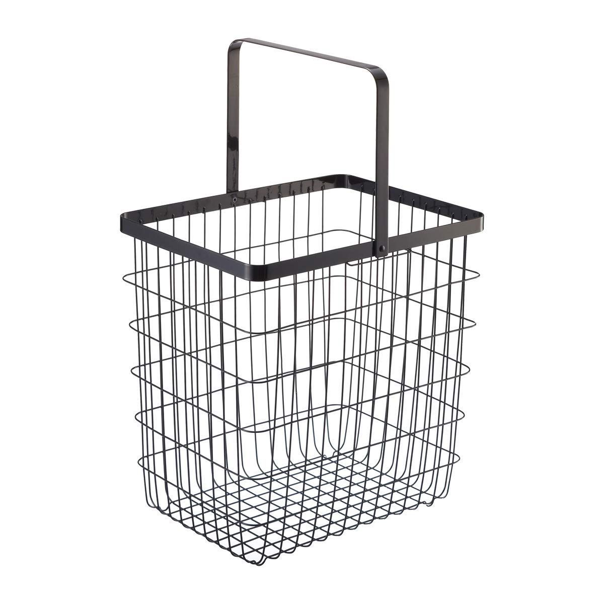 【特価商品】ランドリーワイヤーバスケット L ブラック 約W41×D30×H39cm タワー 山崎実業(Yamazaki) tower 洗濯カゴ ハンドル付き 3163