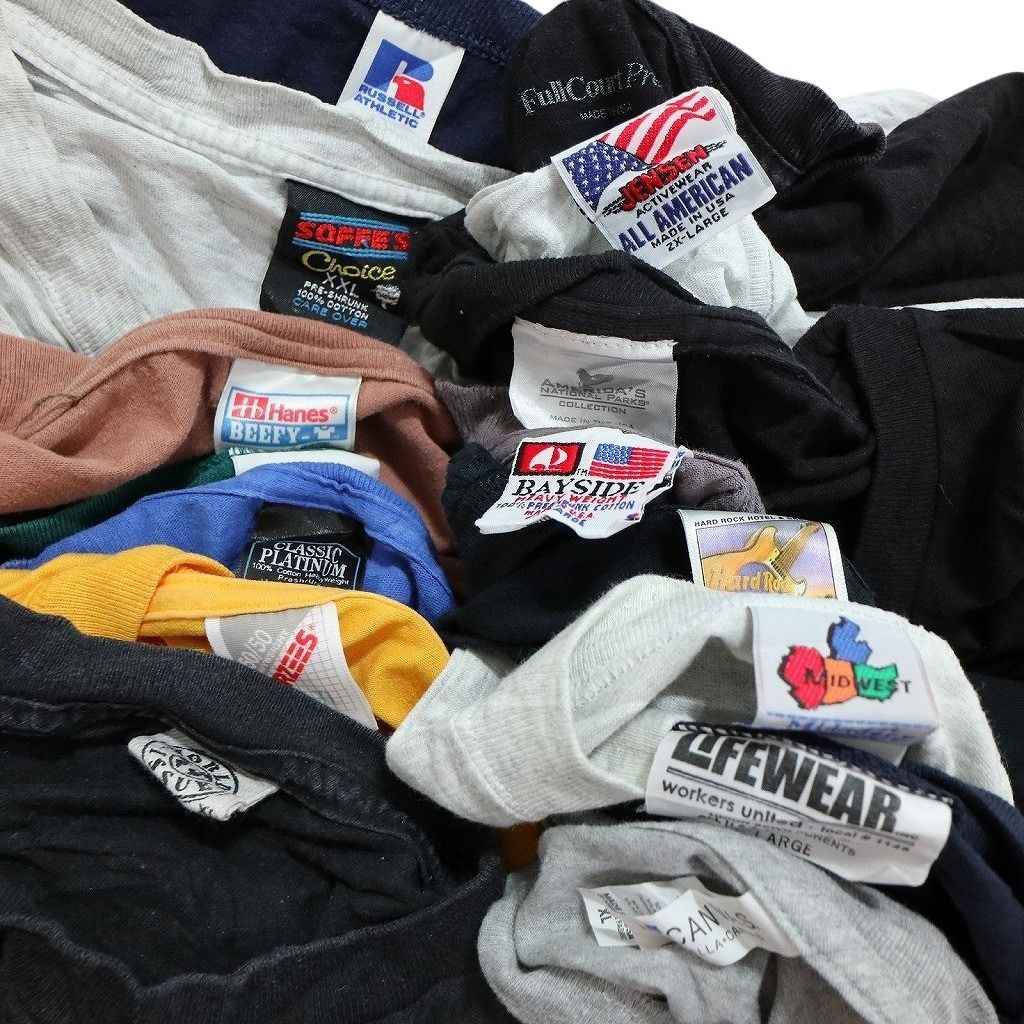 2025，HOT 古着卸 まとめ売り USA製 半袖Tシャツ 14枚セット (メンズ XL /2XL /3XL ) ヘインズ ヒューストン ARMY ミリタリー NB7279 1円スタート