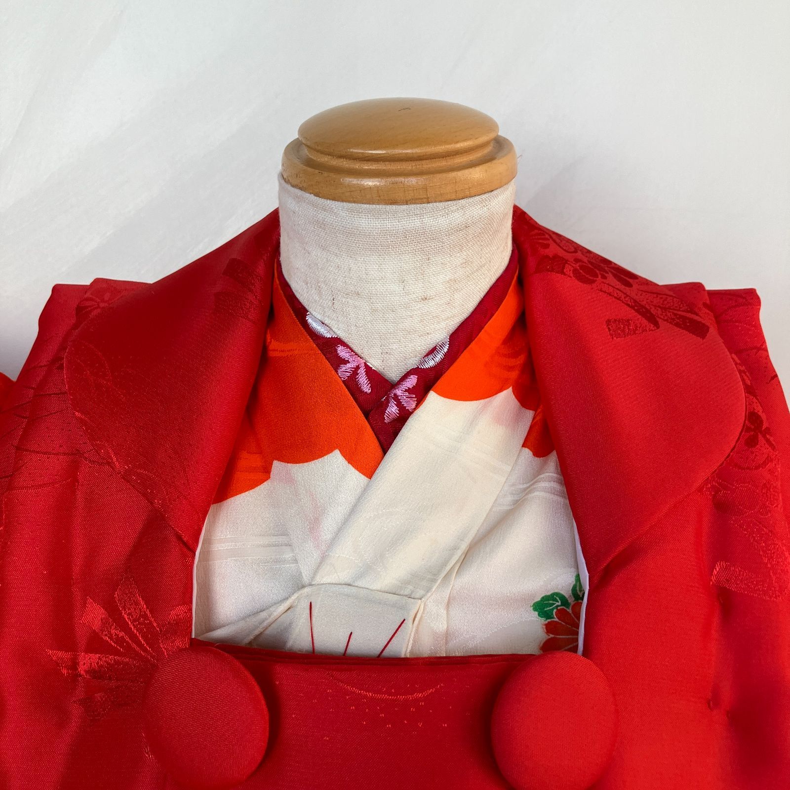 草履付き 七五三3歳女の子着物 半襦袢 被布セット レトロ ＃きもの猫田 T 361