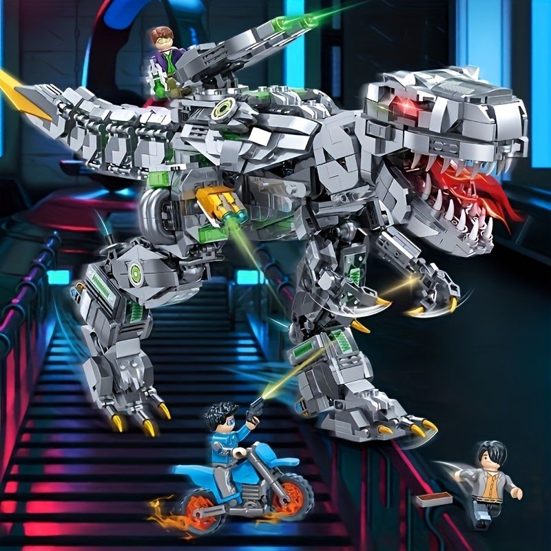 1313ピース ティラノサウルス レックス 恐竜T-レックス スーパーラージ ビルディングブロックおもちゃセット サイバーパンクスタイル テクノロジースタイル プラグインおもちゃモデル ディスプレイ クリスマス 新年ギフト