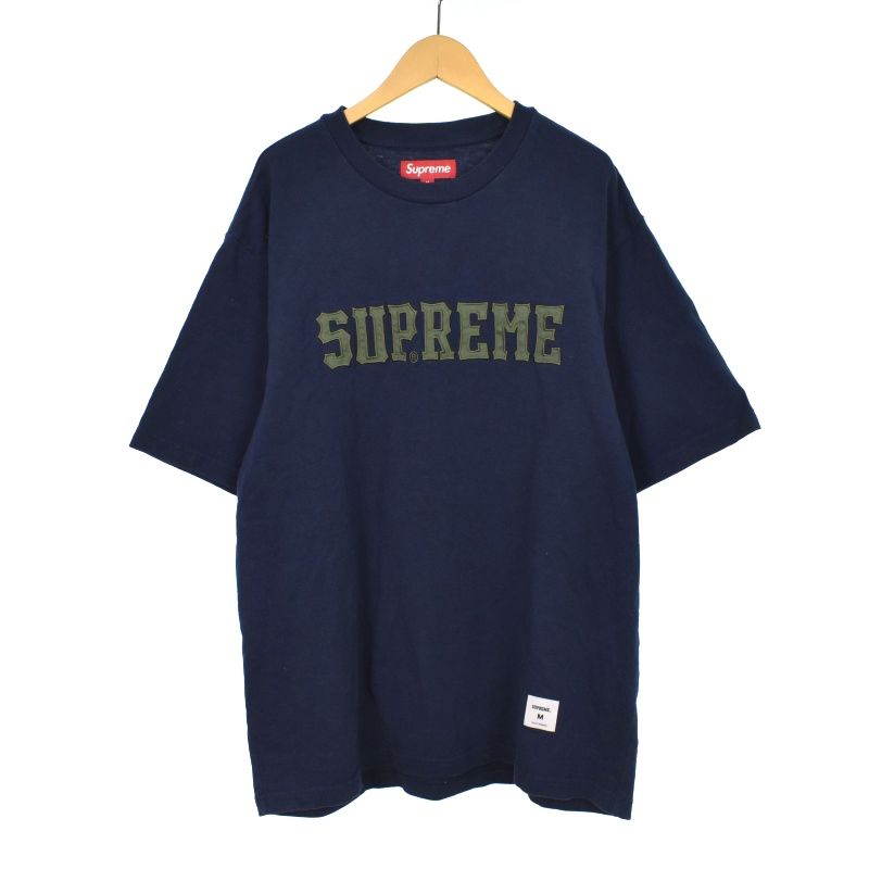 B874【即完売モデル】シュプリーム　刺繍ロゴ　半袖　シャツ　ジップアップ　M シュプリーム SUPREME 17FW Dotted Arc Top ドット アーク