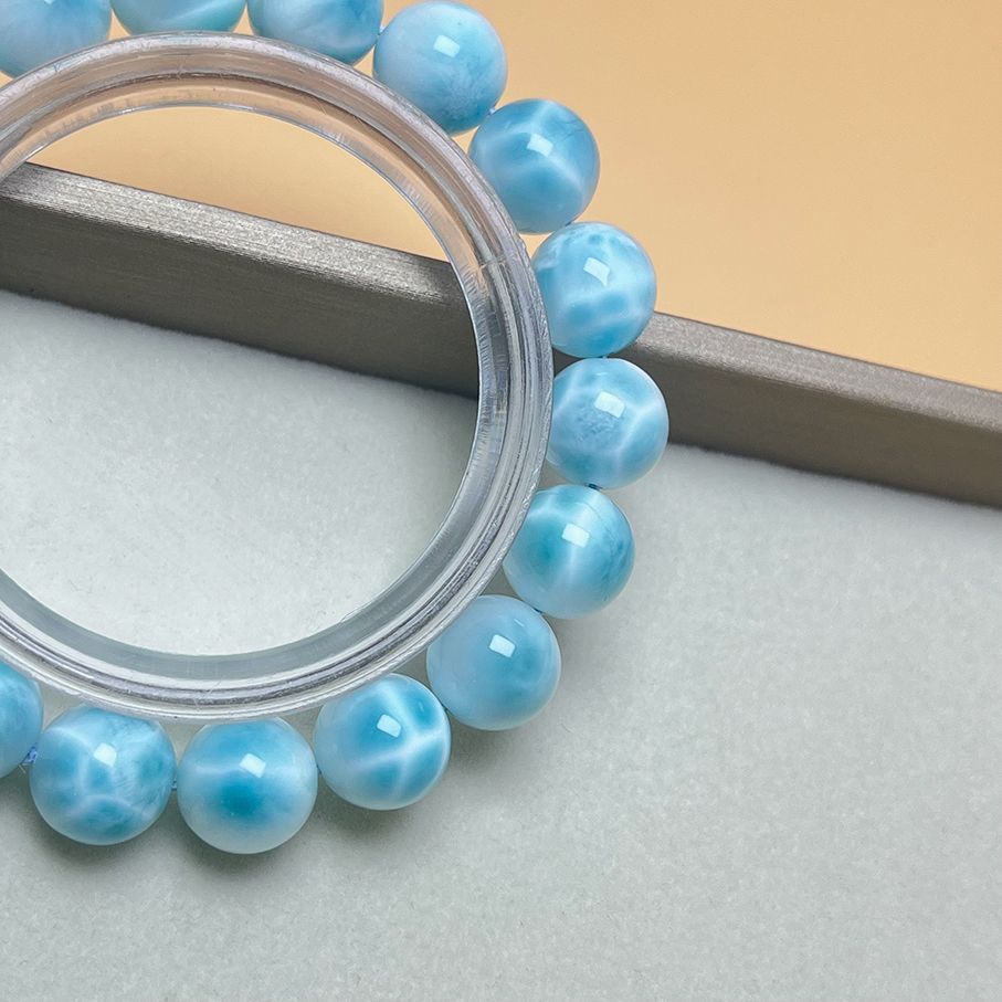ドミニカ共和国 ラリマー パワーストーンブレスレット 15.9-16.4mm 綺麗 EU製 ☆ドミニカ共和国産のラリマー・ペクトライト