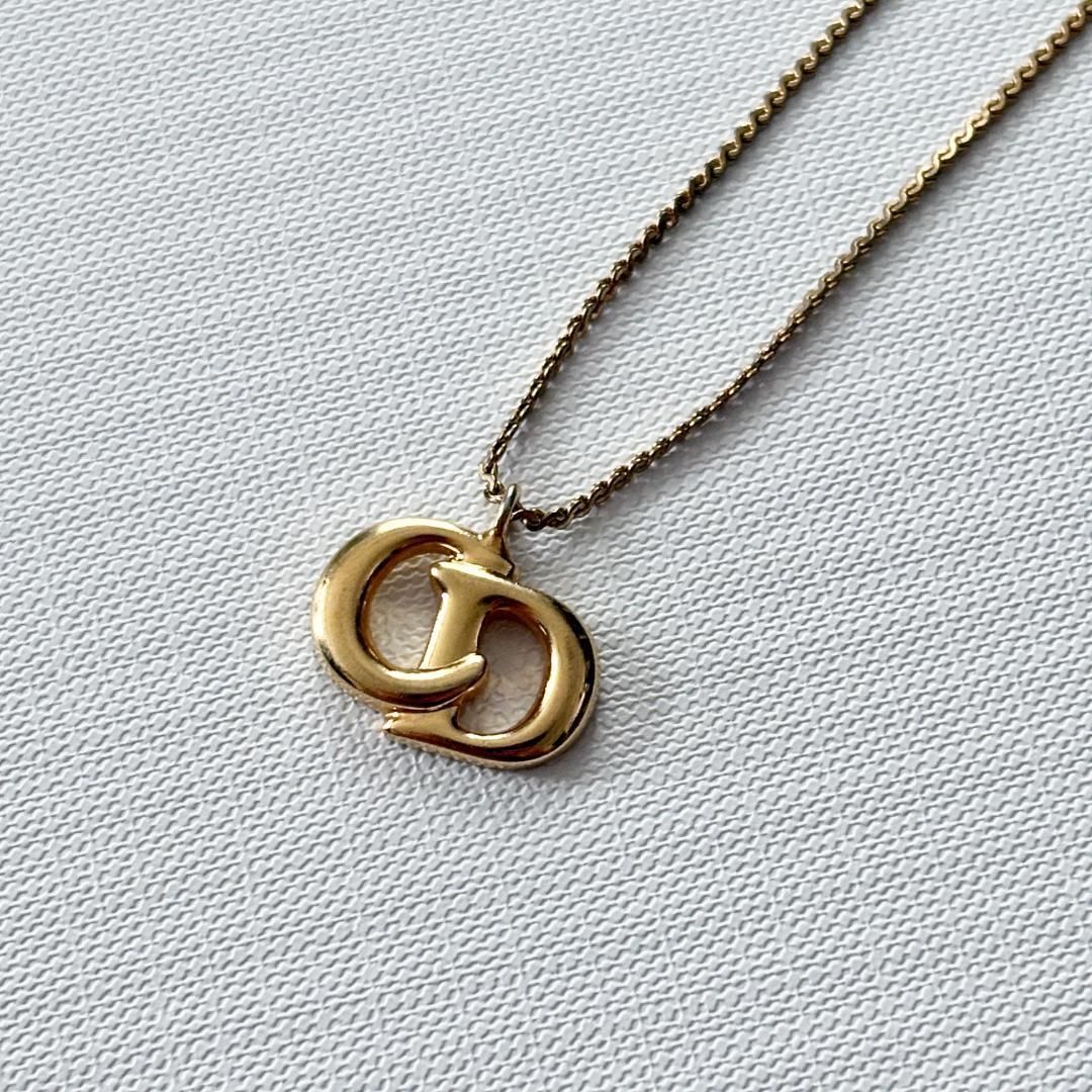 美品『クリスチャンディオール』ネックレス ゴールドカラー CDロゴ 80s