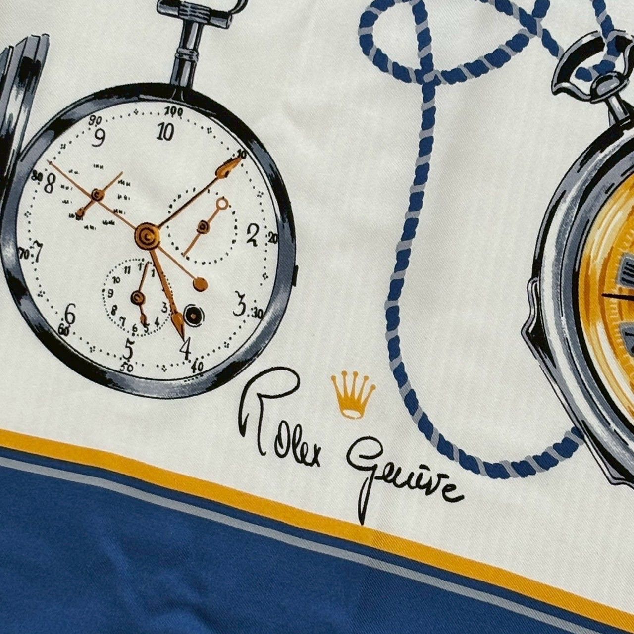 ROLEX ロレックス ノベルティスカーフ 白 青 シルク ジュエリー