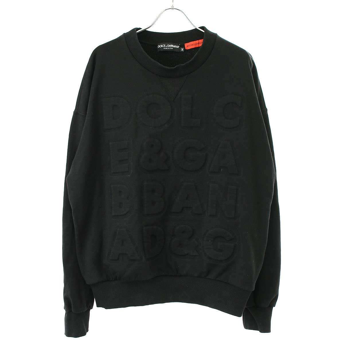 DOLCEu0026GABBANA ドルチェ＆ガッバーナ 20SS DGMILLENNIALS ロゴデザインスウェットトレーナー ブラック M G9QI2T/G7TOO