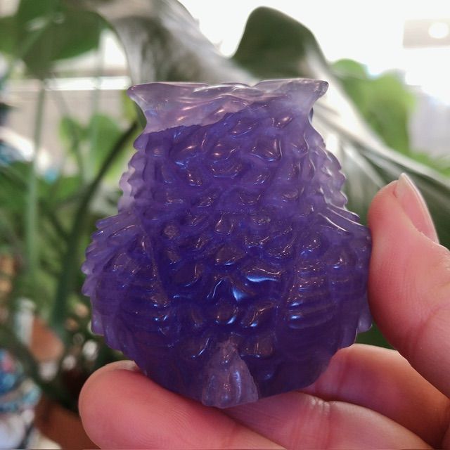 縁起物】フローライトふくろう置物 購入 縁起物】☆フローライト