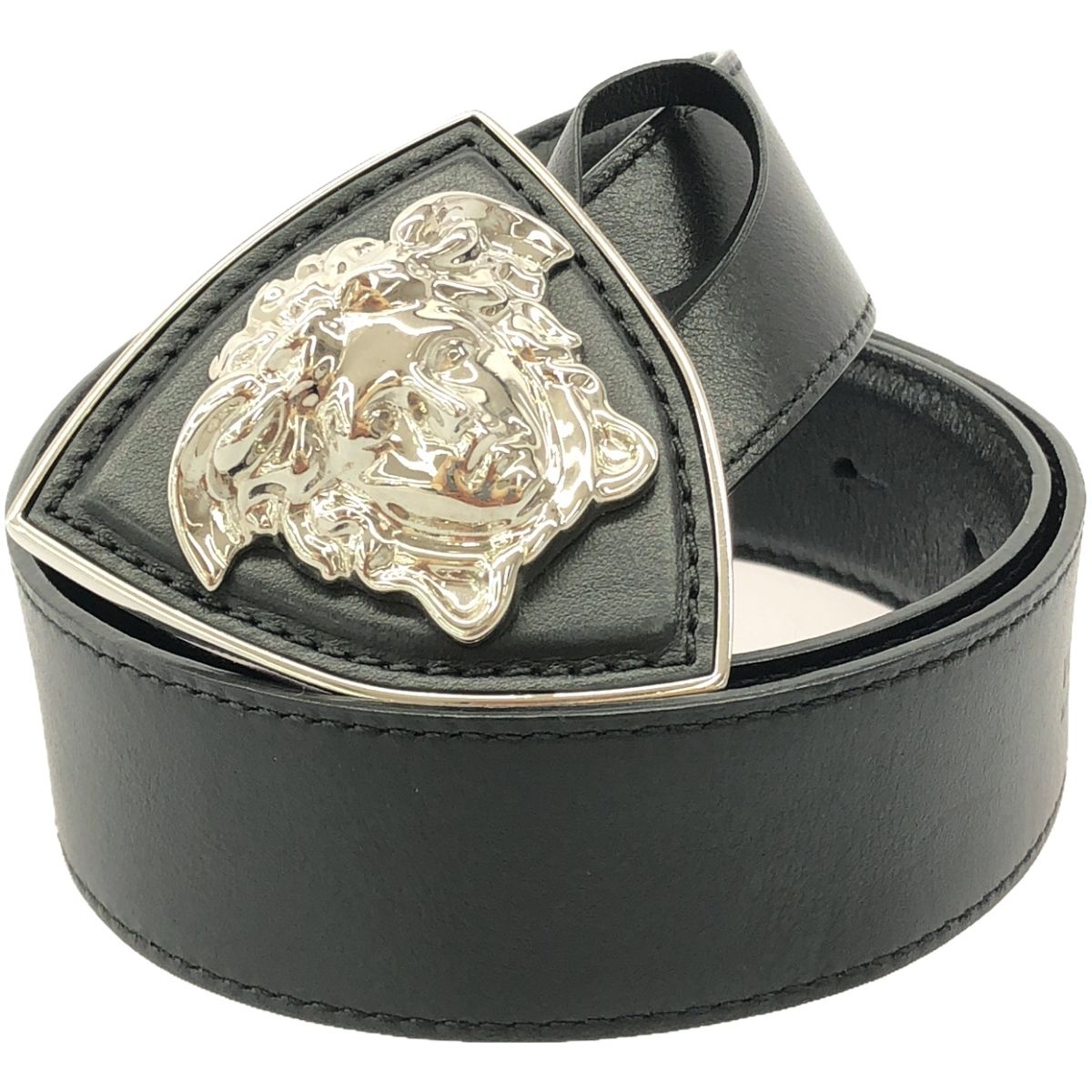 VERSACE ヴェルサーチ メデューサバックルレザーベルト ブラック 80/32