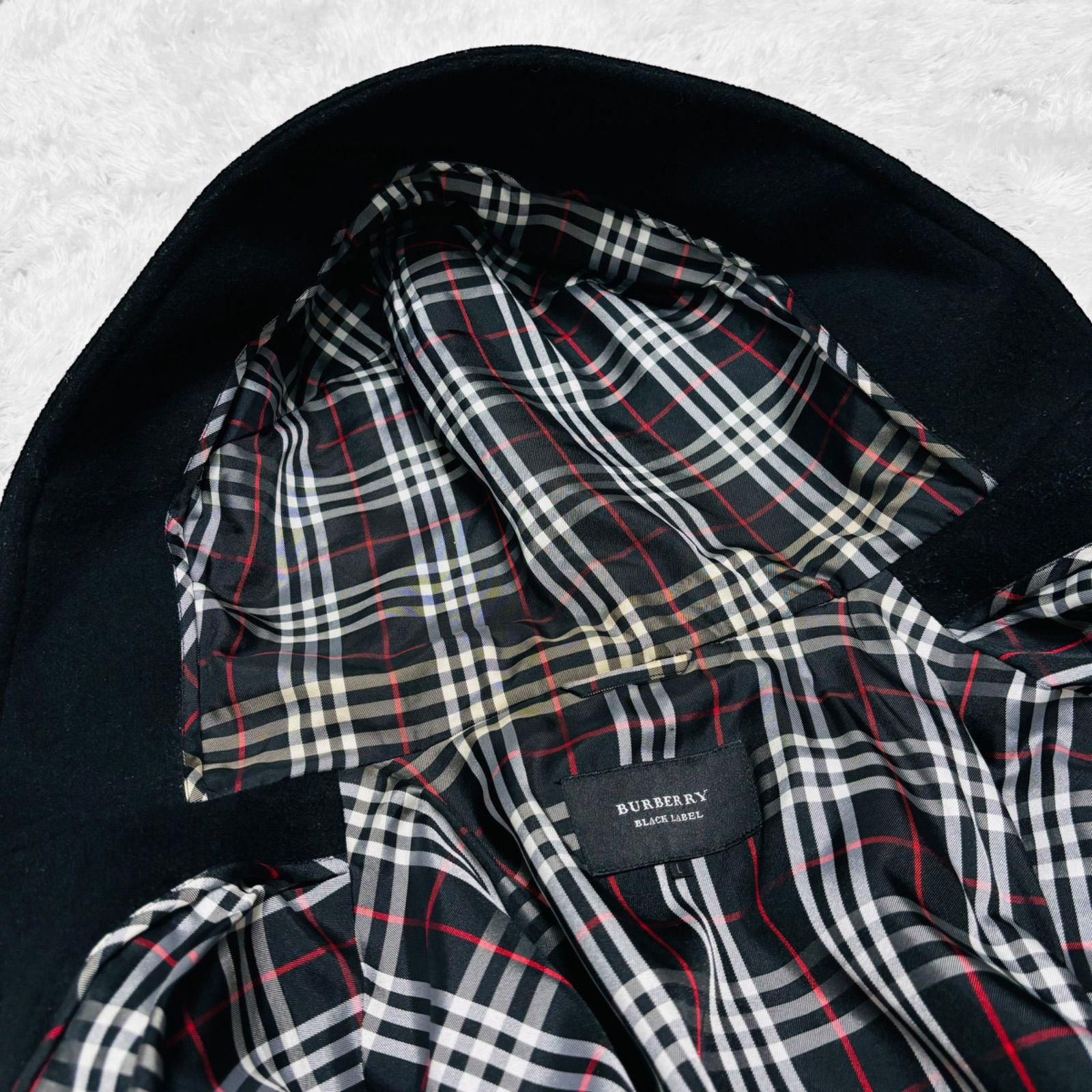 BURBERRY バーバリー ブラックレーベル ウール×レザー 大きめトート 美