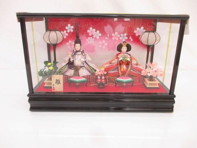 新品 潤祥作 雛人形 小三五親王ケース 赤桜 親王飾り メルトン 毛氈 30号 100×100cm ひな人形 お雛様 ひな祭り 節句人形