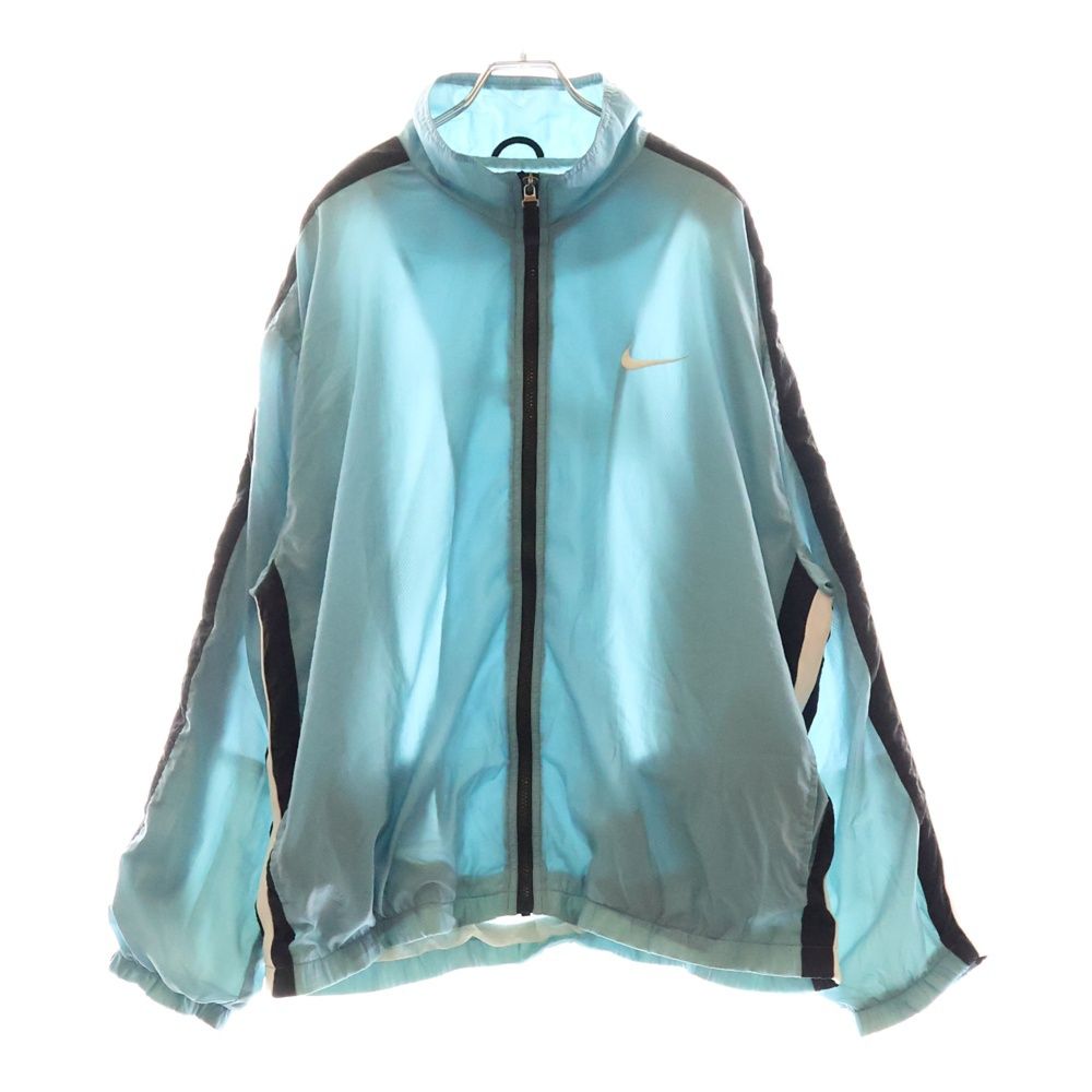 nike 90s ナイロンジャケット くすみカラー バックロゴ ブルー L 96年製 NIKE Logo Nylon Jacket 青黒 L 90s ナイキ ナイロン