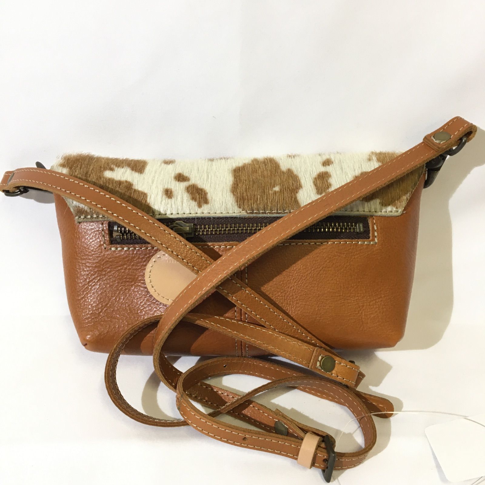 美品】ノーブランド ショルダーバッグ ハラコ レザー ブラウン 
