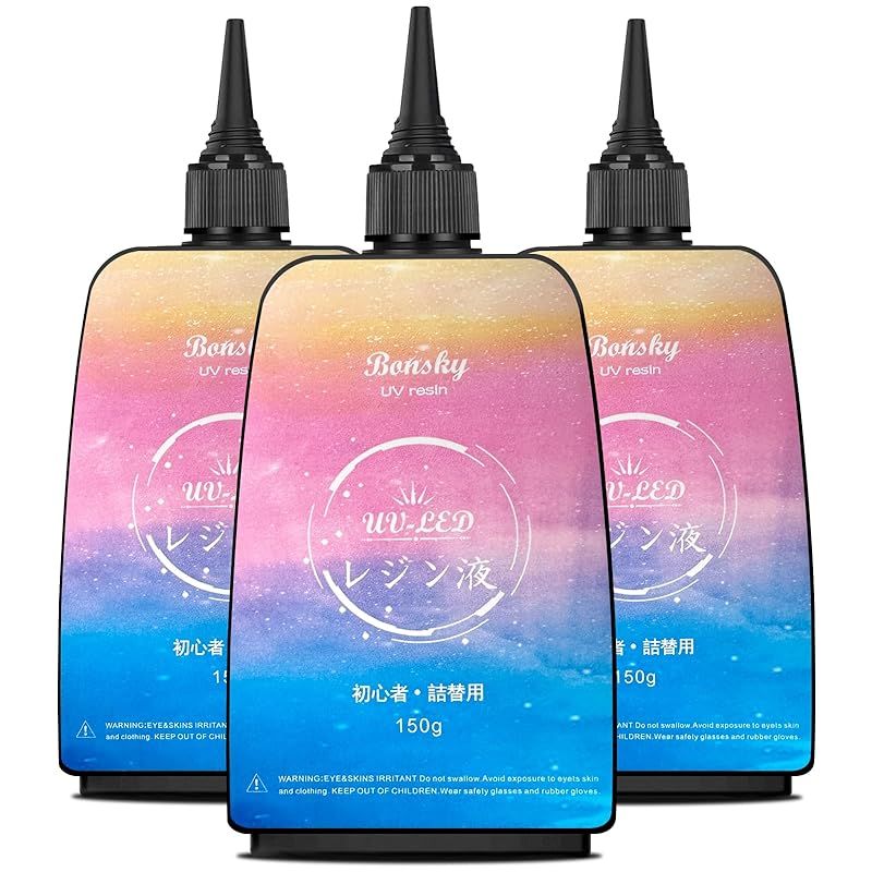 Bonsky レジン液 UVレジン液 450g 初心者詰替用 大容量 UV/LED対応 レジン液 高い透明 大容量 ハードタイプ成形 UVレジン液DIY手作り装飾急速に硬化 低アレルギー性 1