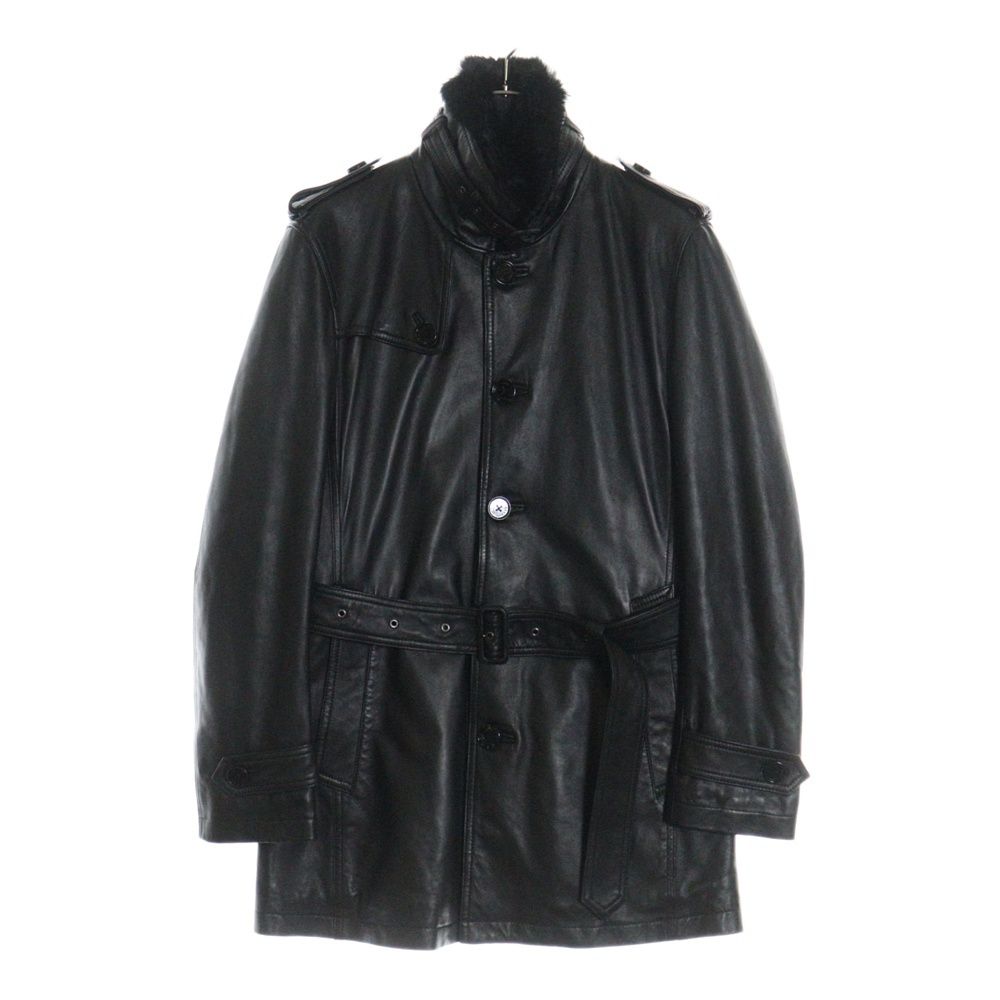 バーバリー　ブラックレーベル　ラビットファー付き　ラムレザー　トレンチコート BURBERRY BLACK LABEL (バーバリー ブラックレーベル) ラビットファー