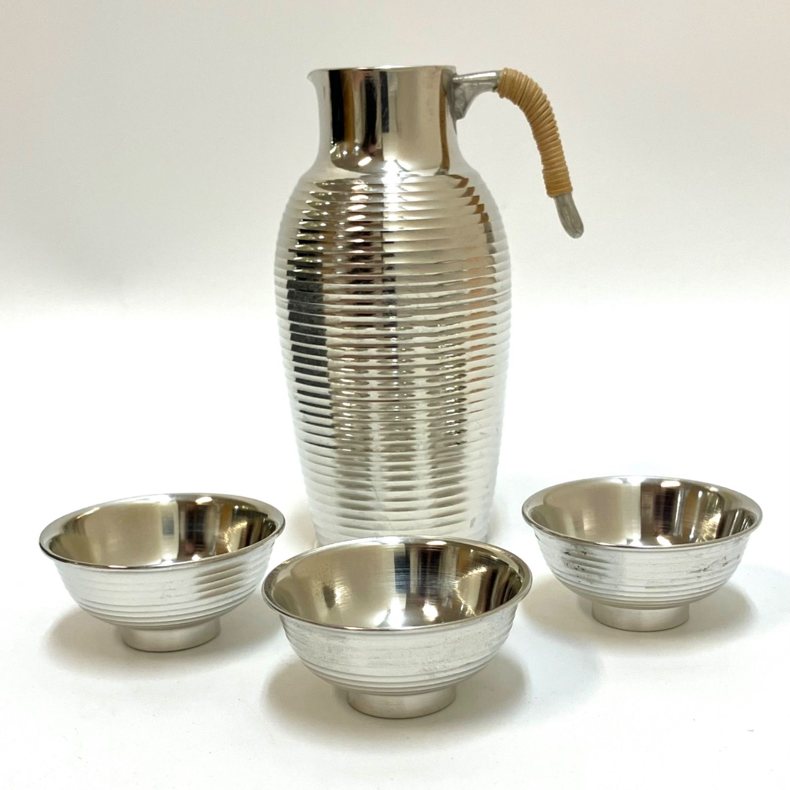 本錫製酒器セット＊ 美品 昭和レトロ 錫のお猪口と徳利 おちょこ 