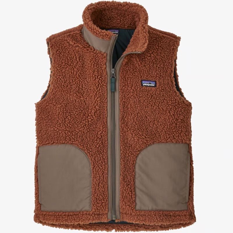 86 パタゴニア キッズフリースベスト 65619 ブラウン