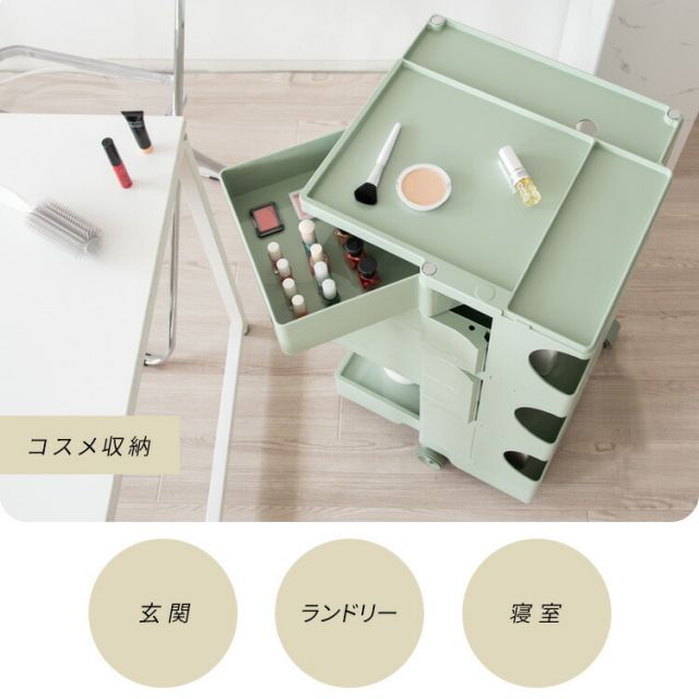 ワゴン 3段 キャスター付き 回転 43幅 高さ52.5cm ほぼ完成品(キャスターのみ取付) 天板付き おしゃれ 低い キッチンワゴン コンパクト サイドテーブル ベビーワゴン サイドワゴン 物が落ちな