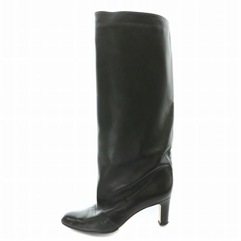 未使用✨ ネブローニ ロングブーツ チャンキーヒール 9.9万 レザー 黒 38 セール】レザー調チャンキーヒールロングブーツ（ブーツ）｜Lace
