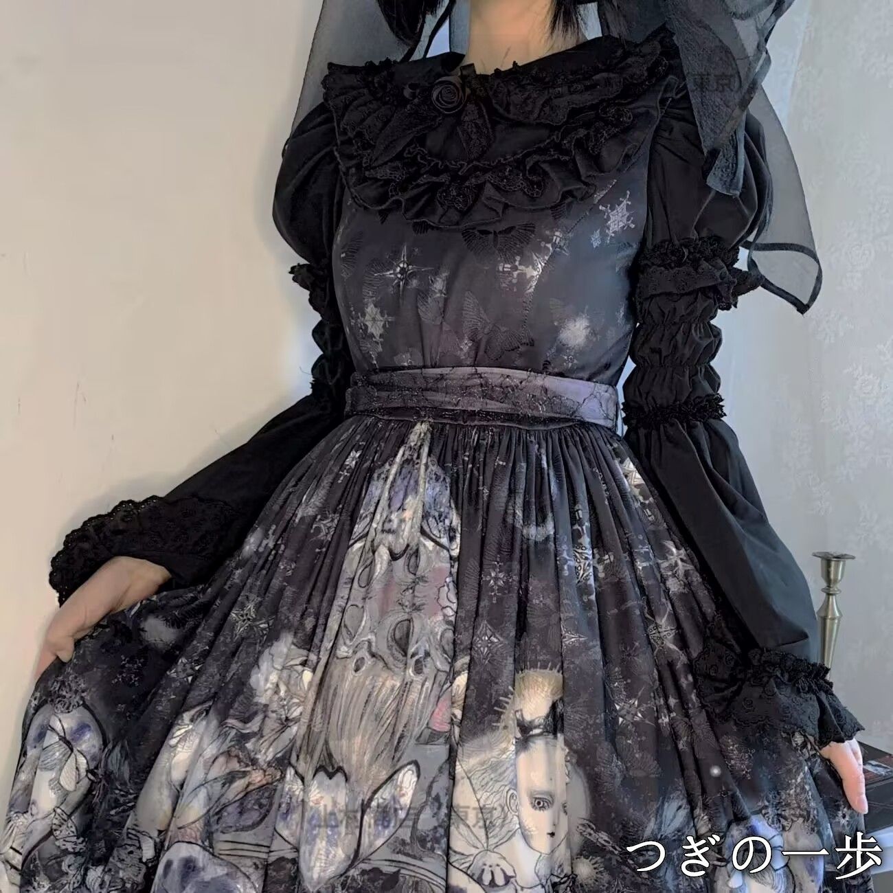 ロリータレトロ風ブラウス姫系ラッパ袖フレアフリルコスチューム