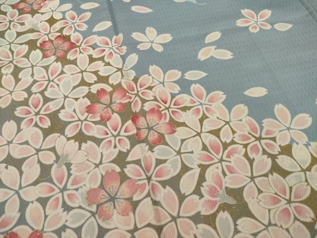 平和屋着物▽東京手描友禅 加納知之 訪問着 舞桜 金彩 正絹 逸品