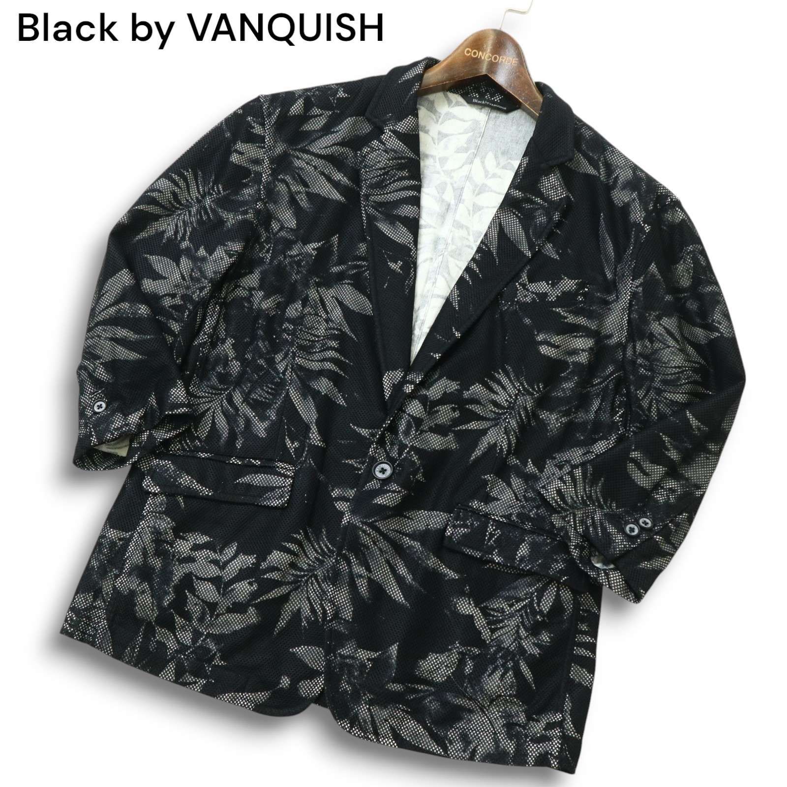 Black by VANQUISH ヴァンキッシュ 春夏☆ ボタニカル リーフ 総柄 7分 