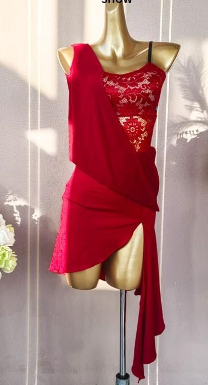 オーダーメイド 社交ダンス衣装 薔薇 レッド ラテンワンピース ラテンワンピースドレス 社交ダンス衣装 レッド オーダーメイド