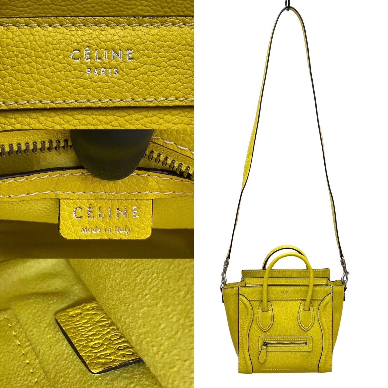 ほぼ未使用 CELINE セリーヌ ラゲージ ナノショッパー ロゴ