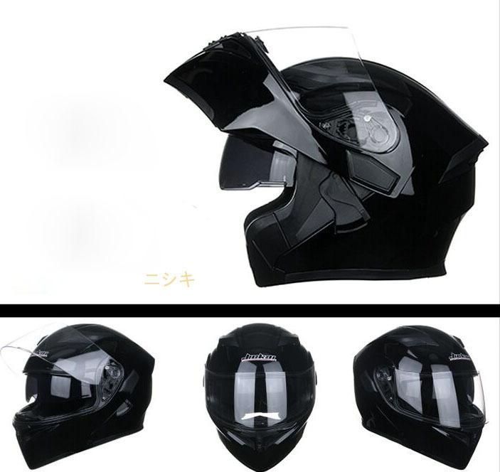 バイク オンロード ヘルメット ダブルレンズ フルフェイスヘルメット艶有り黒