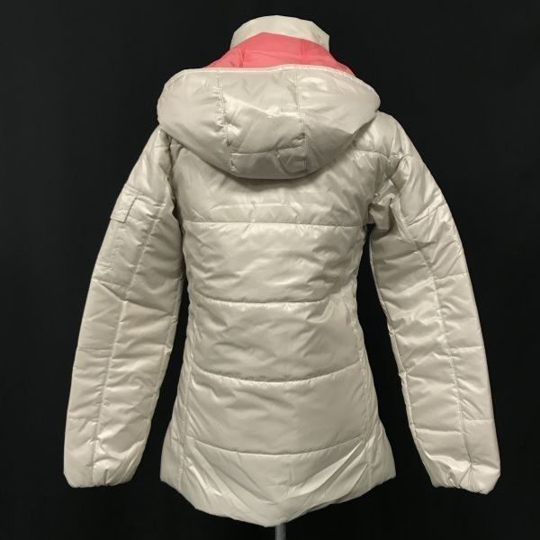 日本製☆adidas☆着脱可フード/中綿ブルゾン【レディースL/白×ピンク