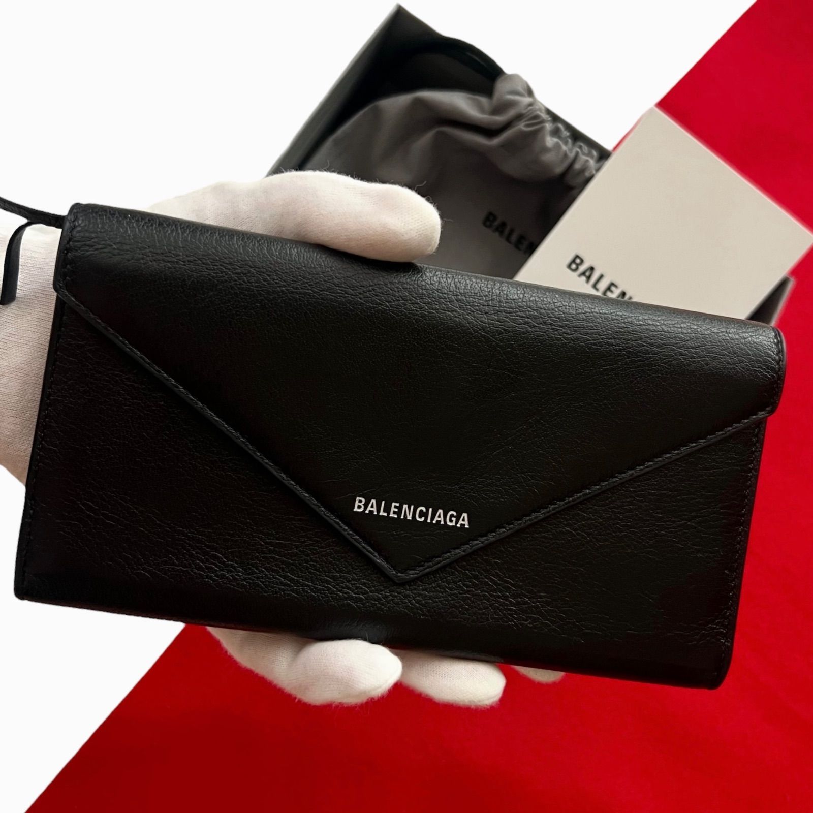 【極美品】バレンシアガ 長財布 ペーパー コンチネンタル レザー 黒 美品✨ BALENCIAGA財布 バレンシアガ長財布 ペーパー