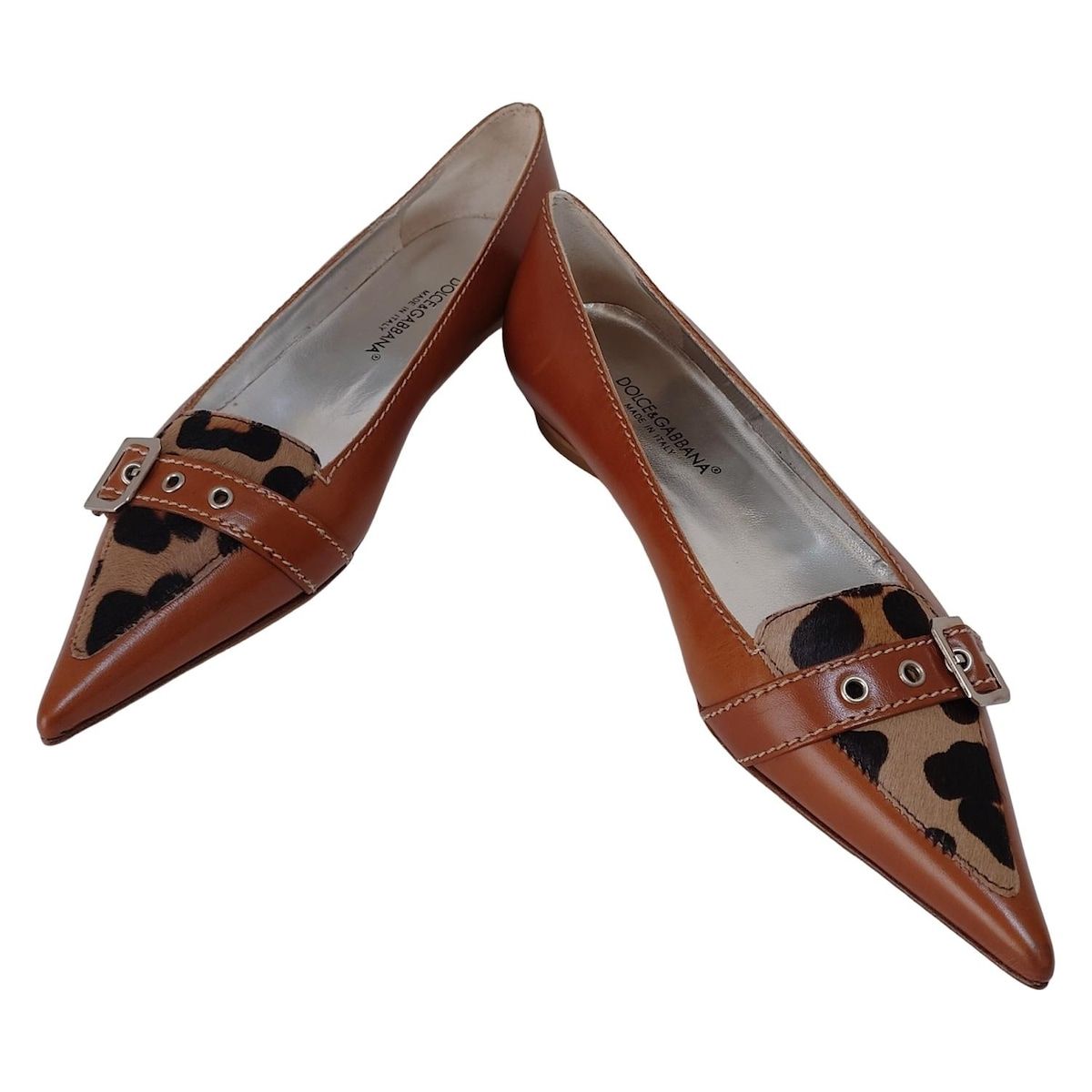 DOLCE-GABBANA ドルチェアンドガッバーナ パンプス 36 1 2 レディース - ブラウン×ベージュ×黒 豹柄 レザー