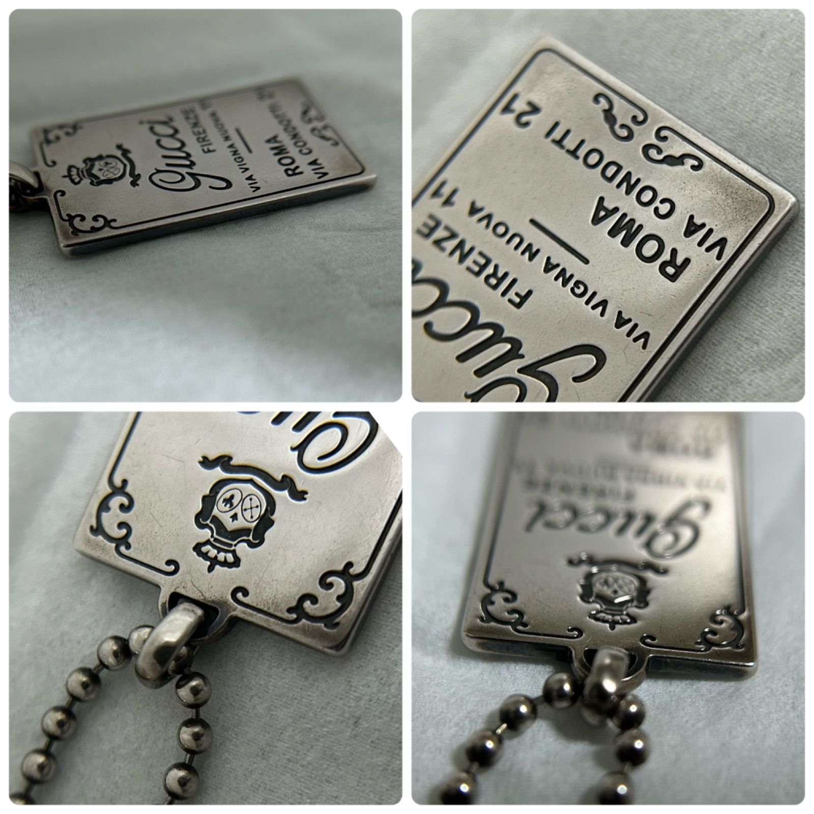 グッチ 希少 FIRENZE プレート ロング ボール Chain ネックレス AG925