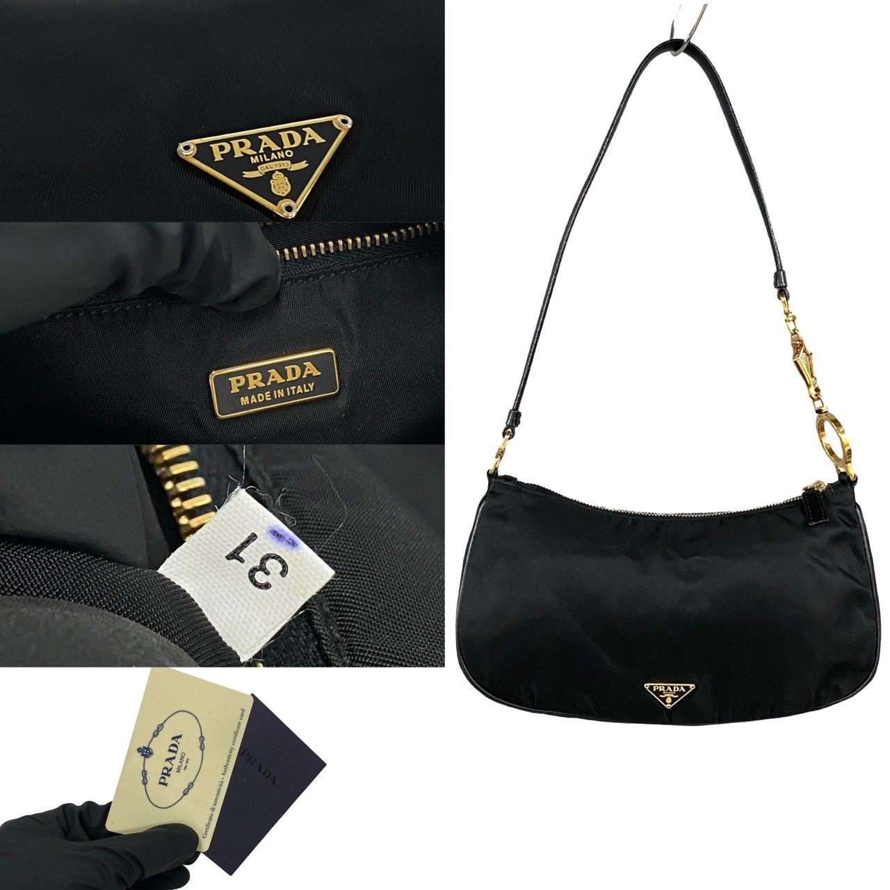 j87【極美品】プラダ　三角ロゴ　ナイロン　レザー　ブラック　ショルダーバッグ. j87【極美品】プラダ 三角ロゴ ナイロン レザー ブラック