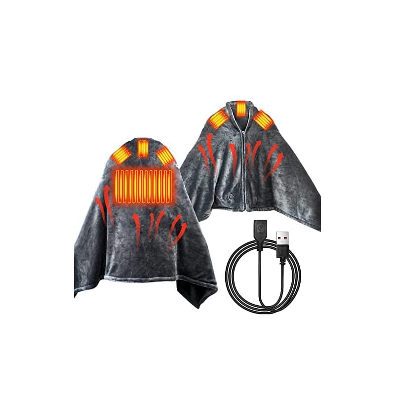 DR.PREPARE 電気毛布 ひざ掛け USB電気ブランケット フランネル150x85cm 3段階温度調節 丸洗いOK 防寒対策 屋外 キャンプ オフィス 家庭用 ファスナー USB延長ケーブル 0