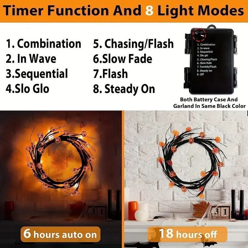 タイマー8モード防水ライトストリング バッテリー駆動