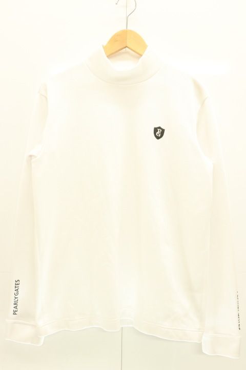 【中古】 PEARLY GATES メンズロンT 5 ハイネック シャツ PEARLY GATES 5 白 ホワイト ロゴ