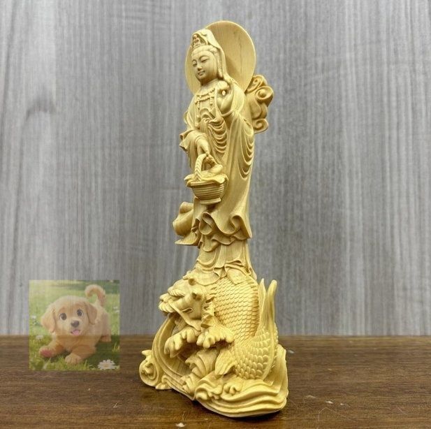 上品 観音菩薩 観音像 魚籃観音 仏教美術 美術 木彫 置物