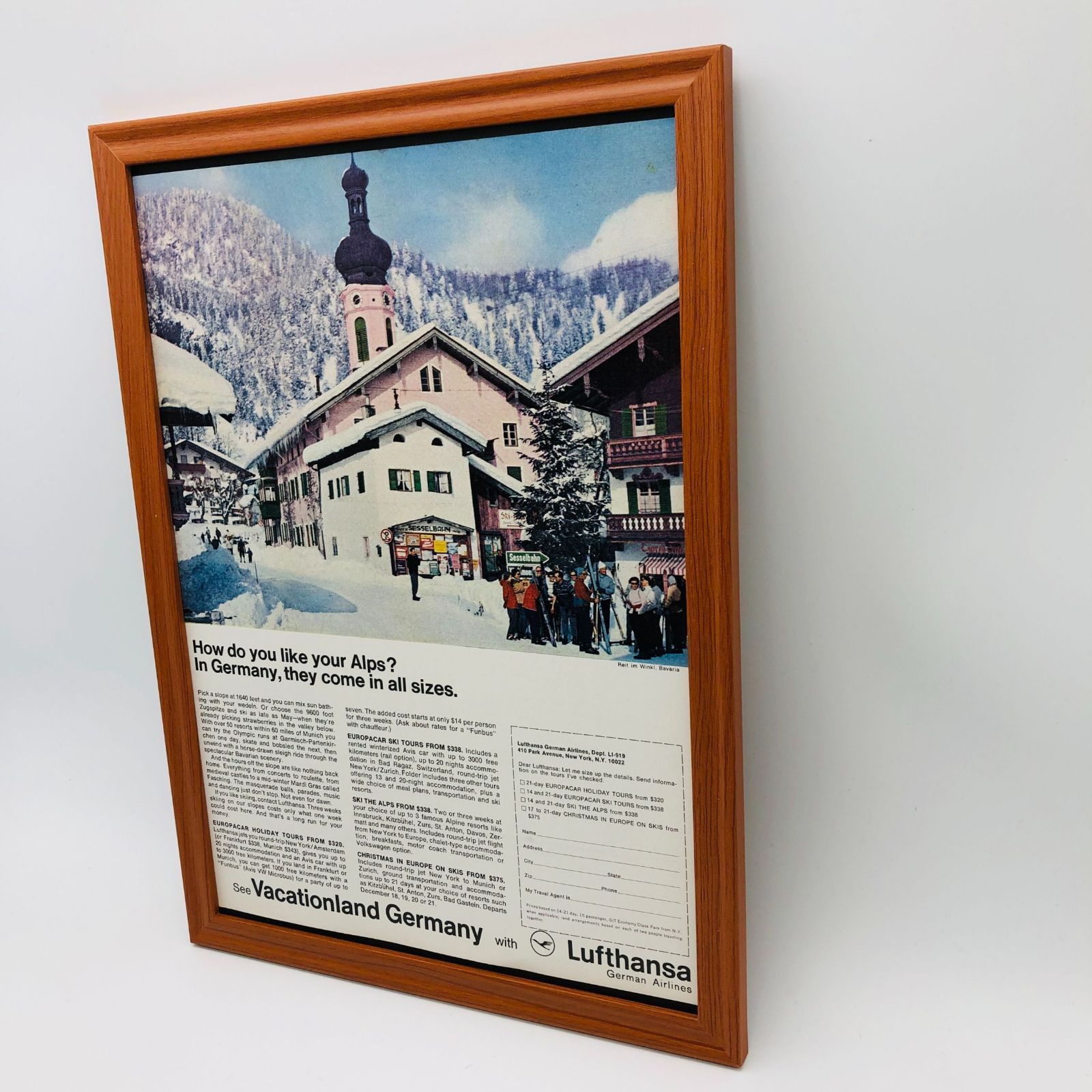 ビンテージ 広告 ポスター 『 ルフトハンザ (Lufthansa) 』 1960's 額