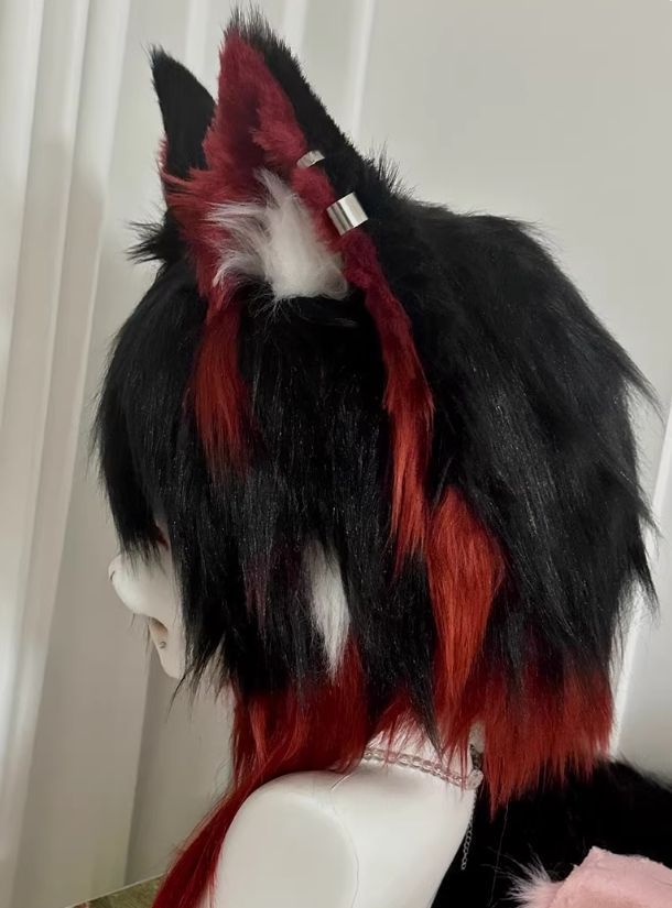 着ぐるみヘッド kigurumi NO.25 ブラック 赤 うさぎ ファースーツ 全頭