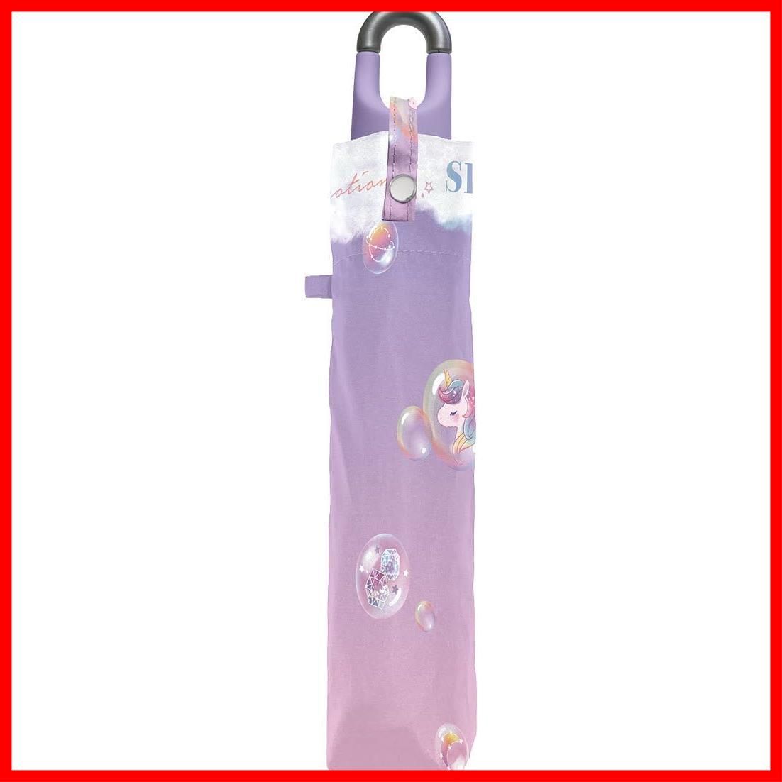 数量 透明窓 カラビナ手元 親骨サイズ 50 cm 手開き 524-045 パープル バブルユニコーン 子供折傘 Sheil-Sheil 中谷