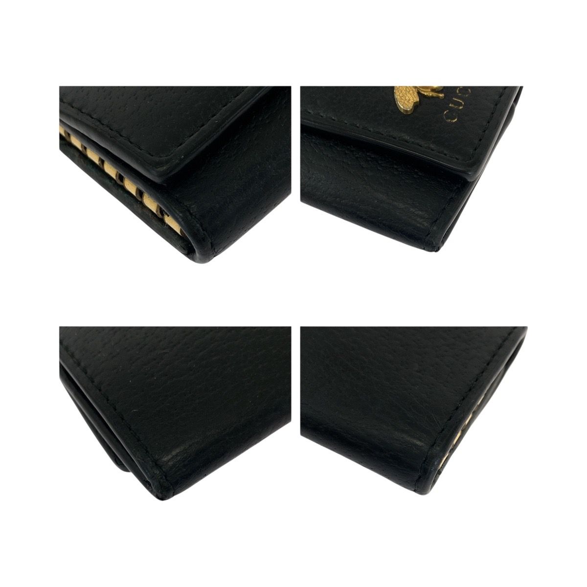 GUCCI グッチ ANIMARU BEE 6連キーケース ブラック 黒 ゴールド金具  