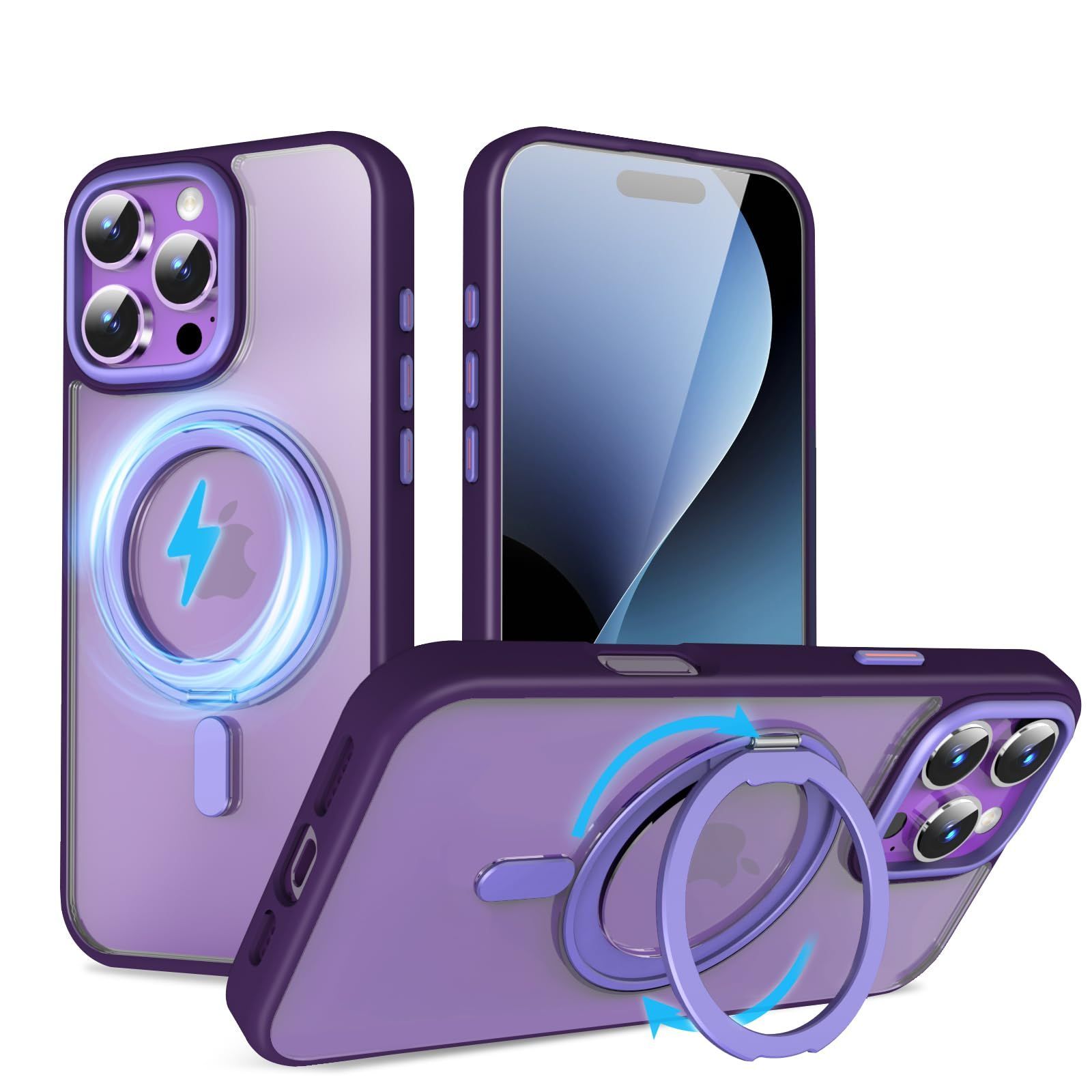 【在庫セール】MagSafe対応 ケース】360回転スタンド ワイヤレス充電対応 iphone 用 16 pro 用 ケース 16Pro リング付き 米軍MIL規格 いphone16pro 用 スマホケース【iPhone ケース 超強磁力 落下防止iphon