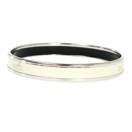 エルメス エマイユGM 馬車 七宝焼き バングル メッキ レディース