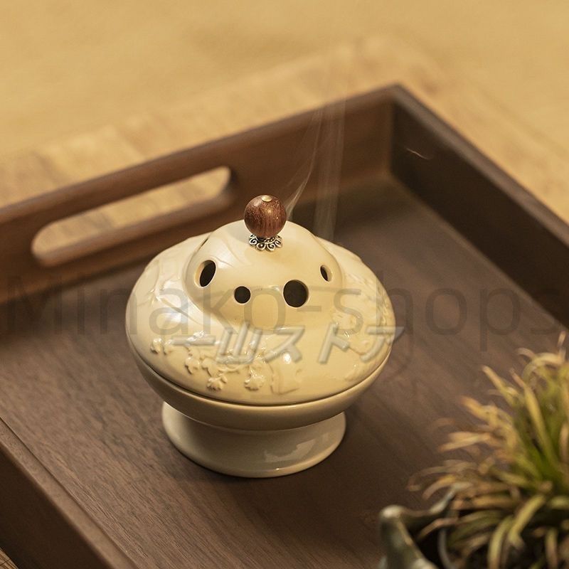 新しい未使用 喜香篆新品梅蘭竹菊四君子盤香炉家庭用高級禅意薫