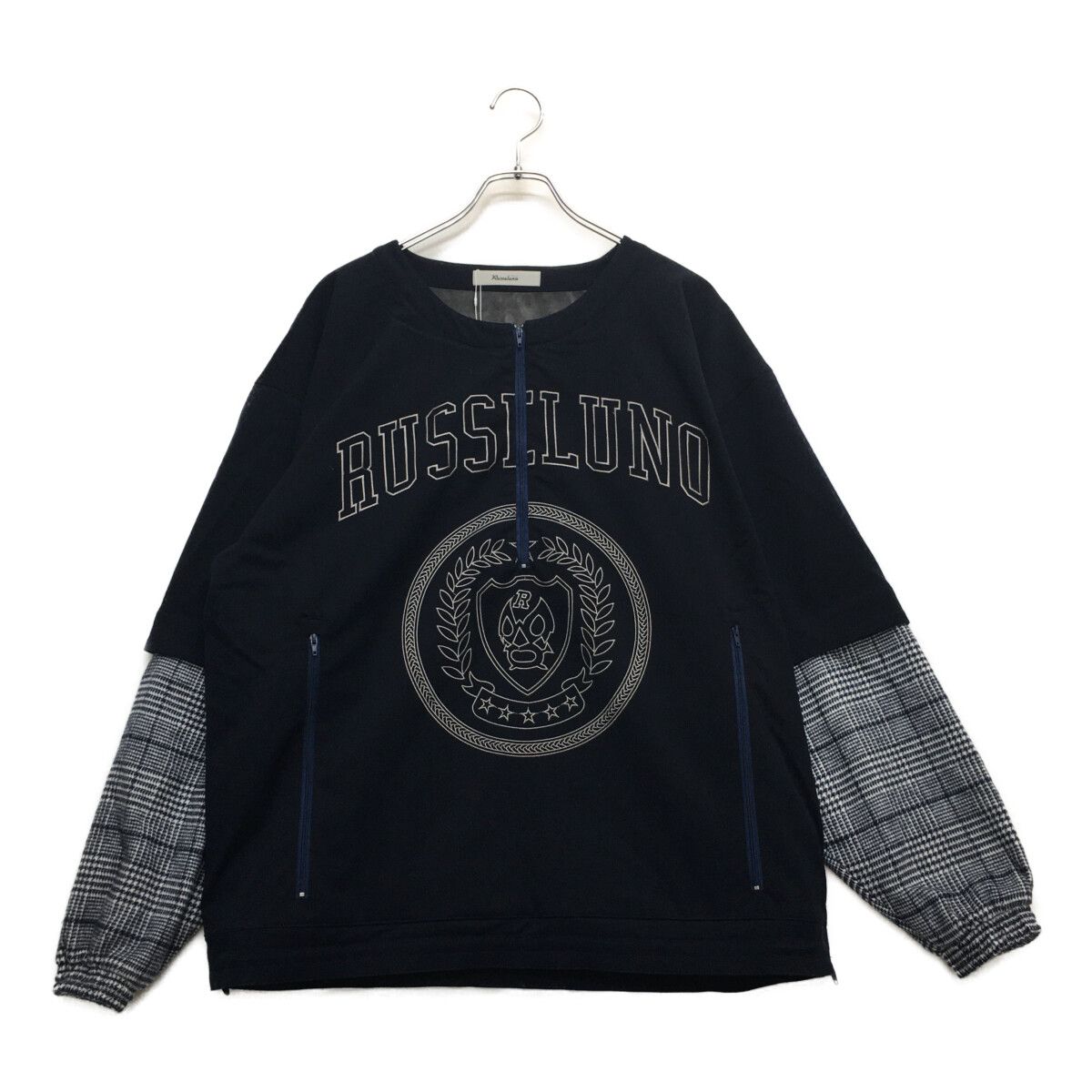 coco 未使用品 ラッセルノ RUSSELUNO メンズ ジャケット 5(L) 紺 訳あり ハーフジップ プルオーバー チェック 2WAY 未使用品 メンズ ラッセルノ RUSSELUNO ジャケット 5(L) 紺 訳
