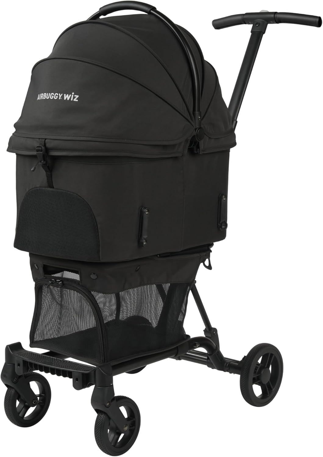 メーカー純正 AIRBUGGY WIZ X TRUE BLACK トゥルーブラック エアバギー ウィズエックス 黒|WIZX 軽量 コンパクト 折りたたみ｜犬猫用ペットカート|バギー｜静音タイヤ 片手走行
