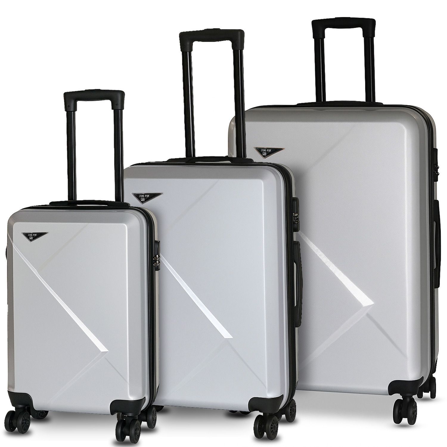 3点セット スーツケース キャリーケース キャリーバッグ 超軽量 S|M|L サイズ 5～7泊 大容量 静音 旅行 ビジネス 出張 修学旅行 旅行 ハードケース Transporter 送料無料 808-3set シルバー