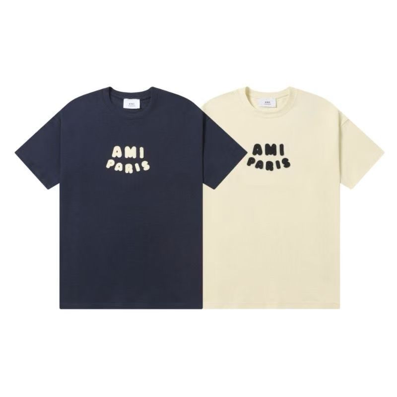 AMI PARIS 半袖クルーネックTシャツ AMI PARIS (アミパリス) ワンポイント クルーネック 半袖