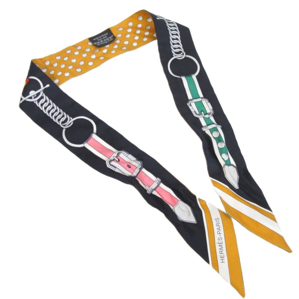 エルメス HERMES 22SS Twilly Scarf Grand Tralala Miel/Noir