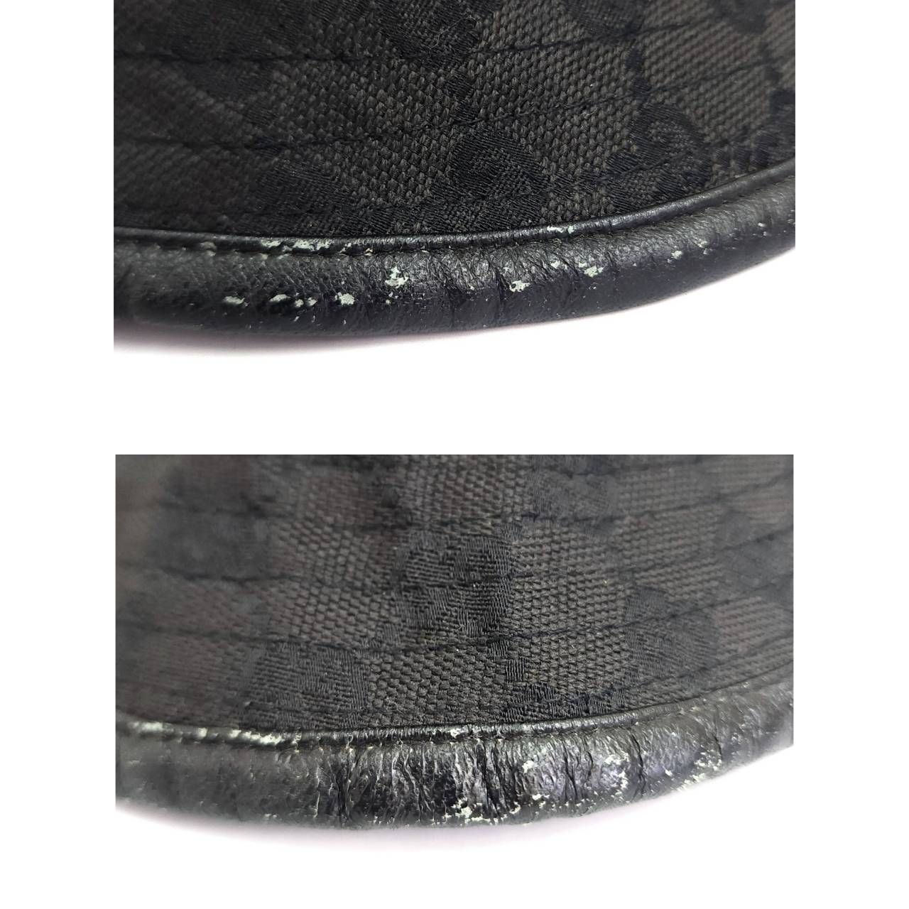 未使用品 グッチ GG バケットハット 帽子 size L 58㎝ ブラック 美品】グッチ GG バケットハット 帽子 Lサイズ キャンバス レザー 黒